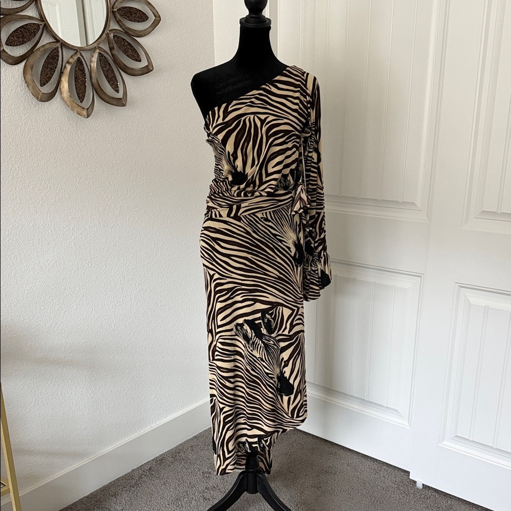Zebra Print One-Shoulder 2-Piece Outfit